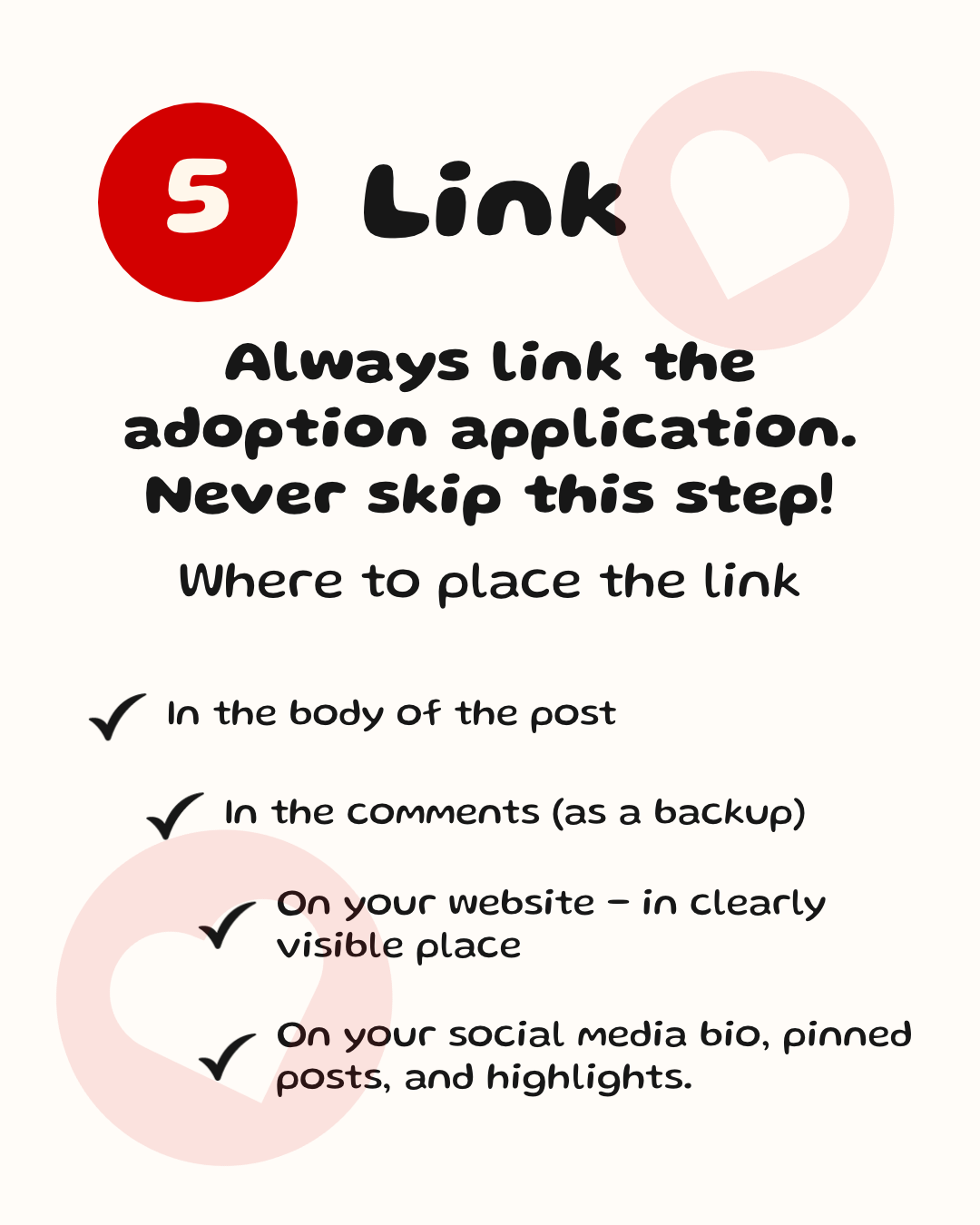Adoption advertising guide Instagram post, step 5 - Link